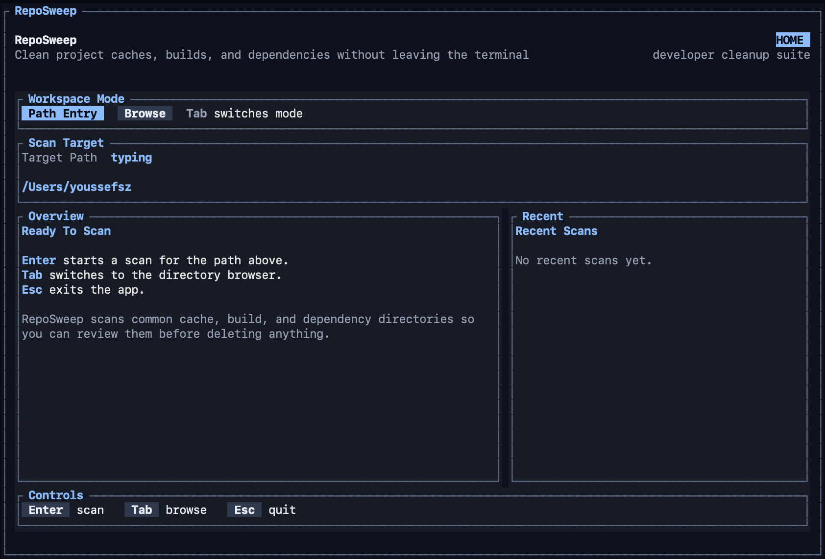 RepoSweep Terminal UI Preview